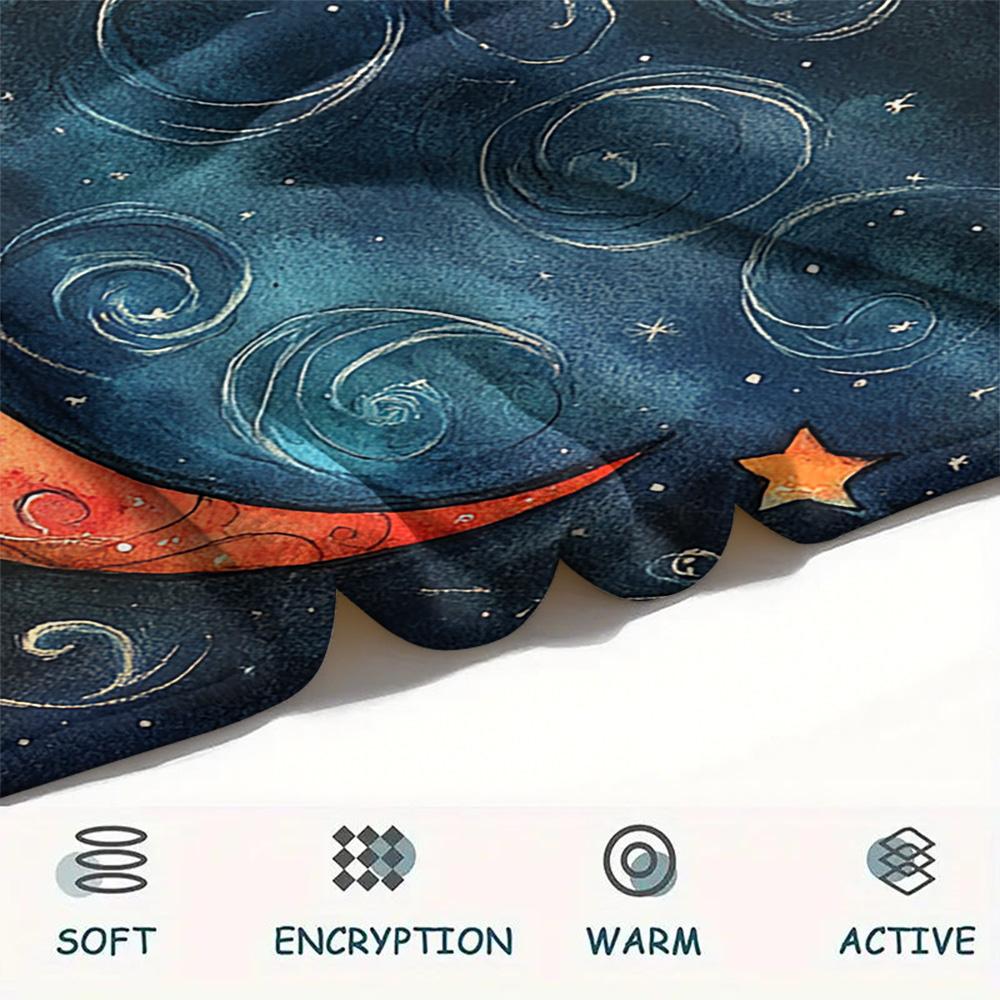 New Moon Print Flannel Blanket, High Quality Comfortable for All Seasons, Home Decor, Warmth and Comfort, Perfect for Christmas Gifts