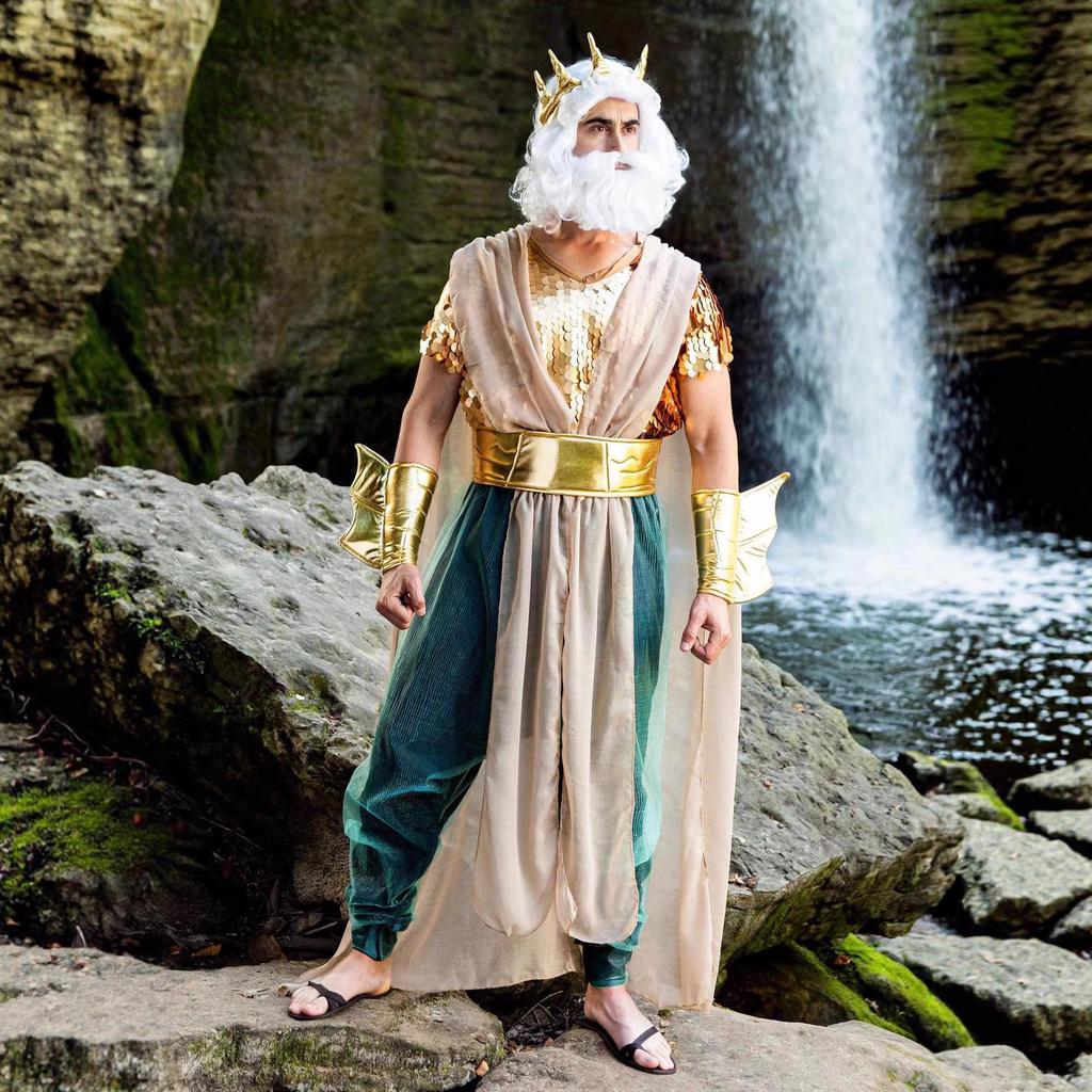 Neptune Pharaoh Queen Halloween Costume for Adult Men & Women - Role-Playing Performance Attire