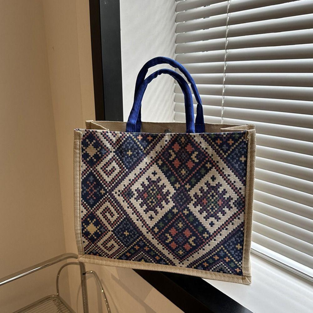 

Большая сумка Тканевая сумка с геометрическим рисунком Большая вместительная сумка через плечо с вышивкой Продуктовые сумки