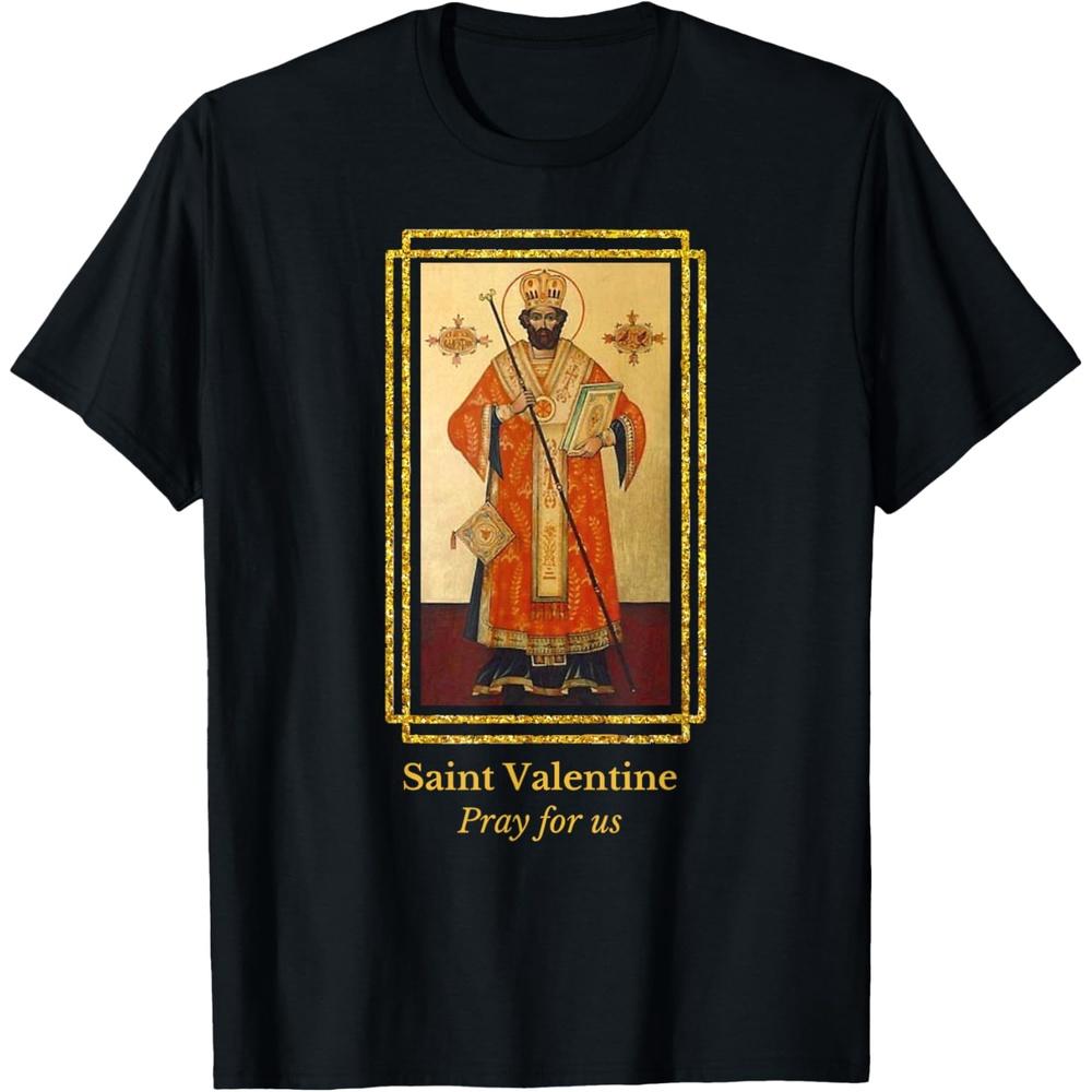 St Valentine Valentines Day Catholic Saint Christian T-Shirt 4XL чёрный