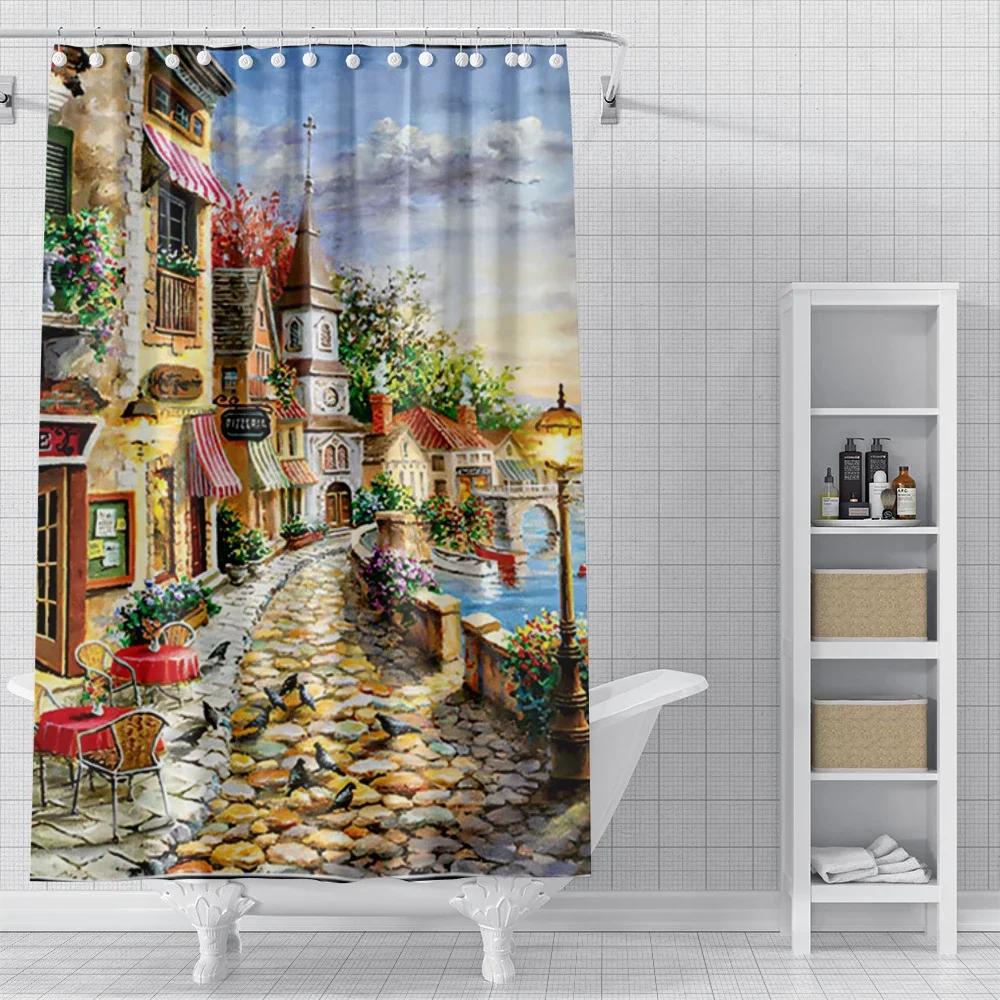 Home Shower Curtains for Bathroom Landscape Animals Waterproof Fabric Bathroom Curtains Modern Shower Curtain 180x200 240x200