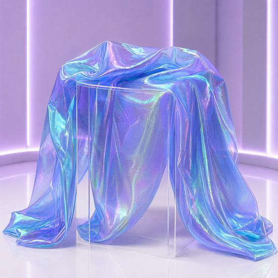 Iridescent  Organza Fabric, 59 Inch Wide Holographic Sheer Gauze, Lightweight Organza for Wedding & Halloween Decor, Photography Backdrop, DIY Dress