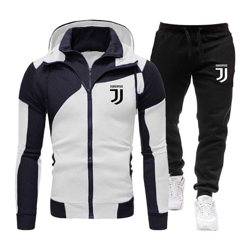 Mens Winter Double-Zip Hoodie Sweatshirt Set Gym Casual Loose Fit Activewear