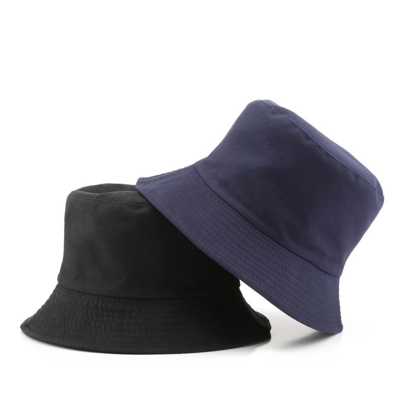 New Men Women Black Solid Bucket Hat Two Side Wear Unisex Simple Bob Caps Hip Hop Gorros Panama Cap Beach Fishing Boonie Sunhat