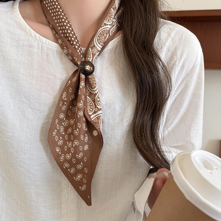 Retro Polka Dot Silk Scarf Necklace - Elegant Women's Accessory