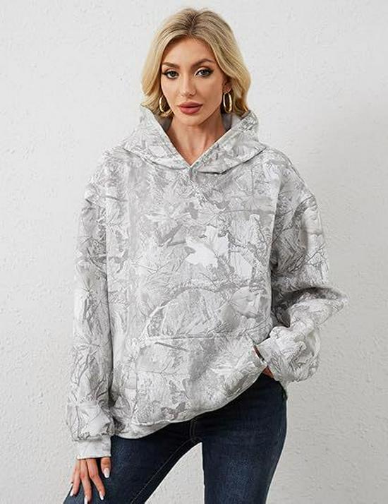 2025 Autumn/Winter Women's Casual Printed Drop Shoulder Hoodie with Pocket