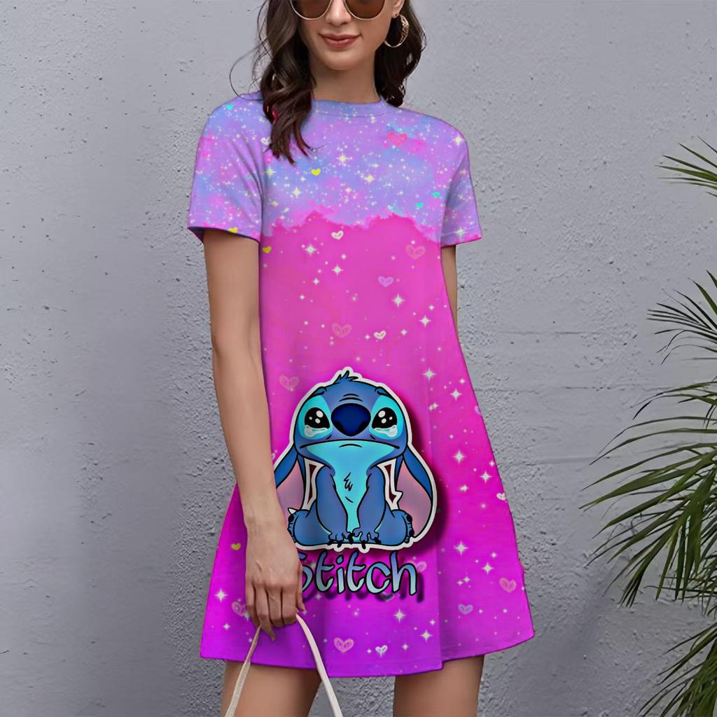 Fashion Printed Loose Women's Versatile Casual Crew Neck Casual Dresses