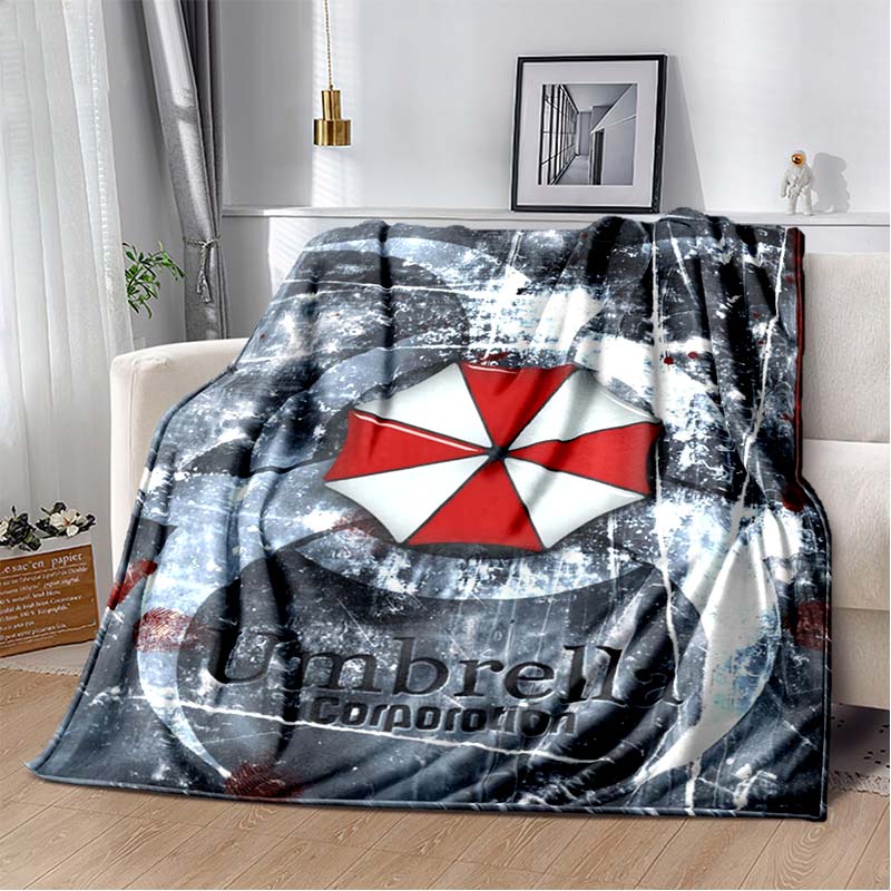 R-Resident Evil Game Gamer Soft Plush Blanket Leon Ada Red Umbrella Blanket for Living Room Bedroom Bed Sofa Picnic Office Cover