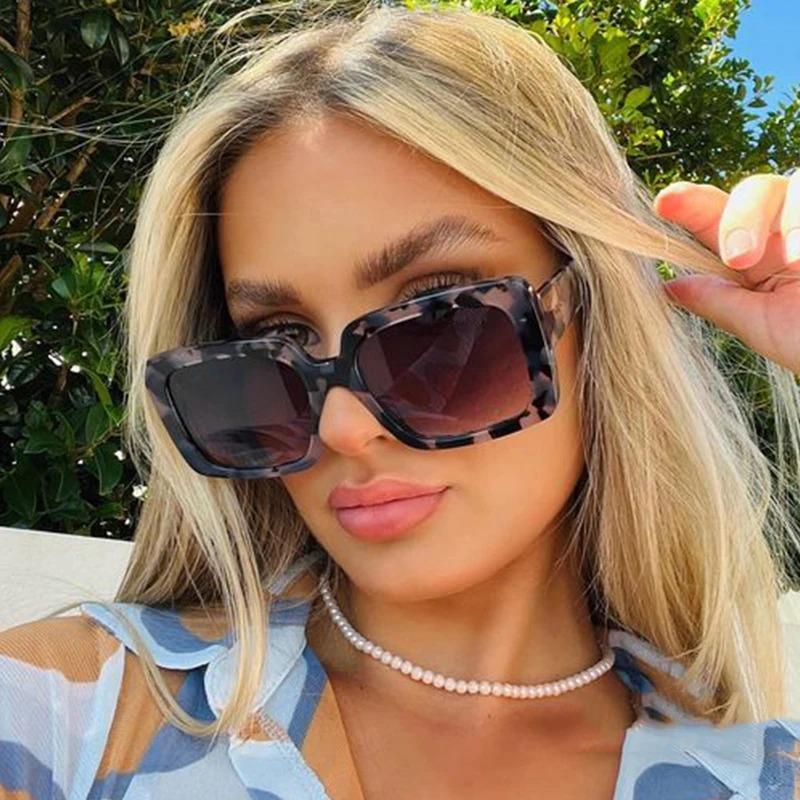 

Vintage Square Sunglasses Women Designer Eyewear Women/Men Flower Glasses Ladies Leopard Shades UV400