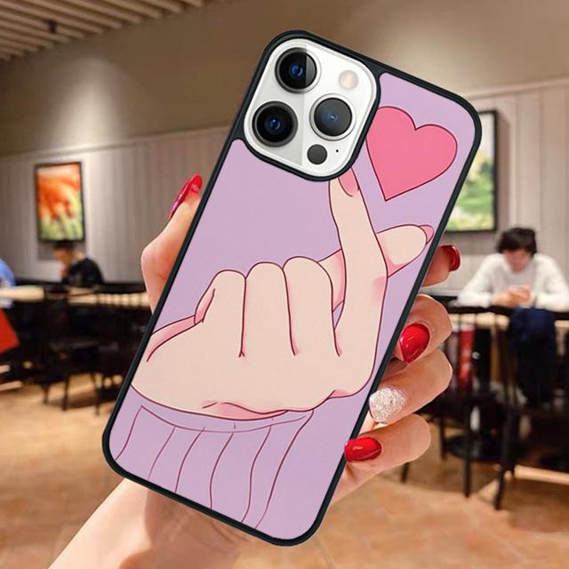 Cute Korean Saranghae I love you Phone Case For iPhone 17 Air 14 15 16 13 12 Max Cover For Apple 11 Pro Max Plus Coque