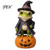 Wooden Cat Figurine Vintage Halloween Figurine, Rustic Witch Zombie Owl Frog Tabletop Cute Desktop Decoration Ornament, Farmhouse Tiered Tray