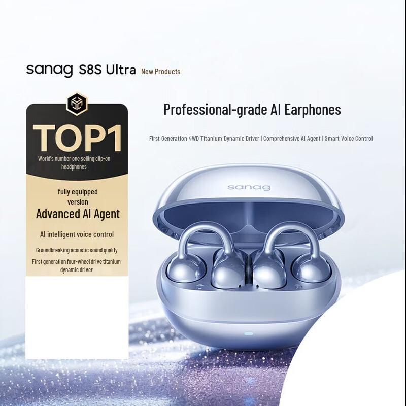 SANAG S8S Ultra AI Smart Clip-On Bluetooth Earbuds