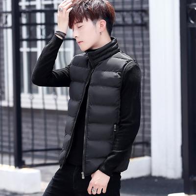New Autumn and Winter Vest Men's Simple Warm Casual Student Jacket Solid Color Cotton Vest Vest