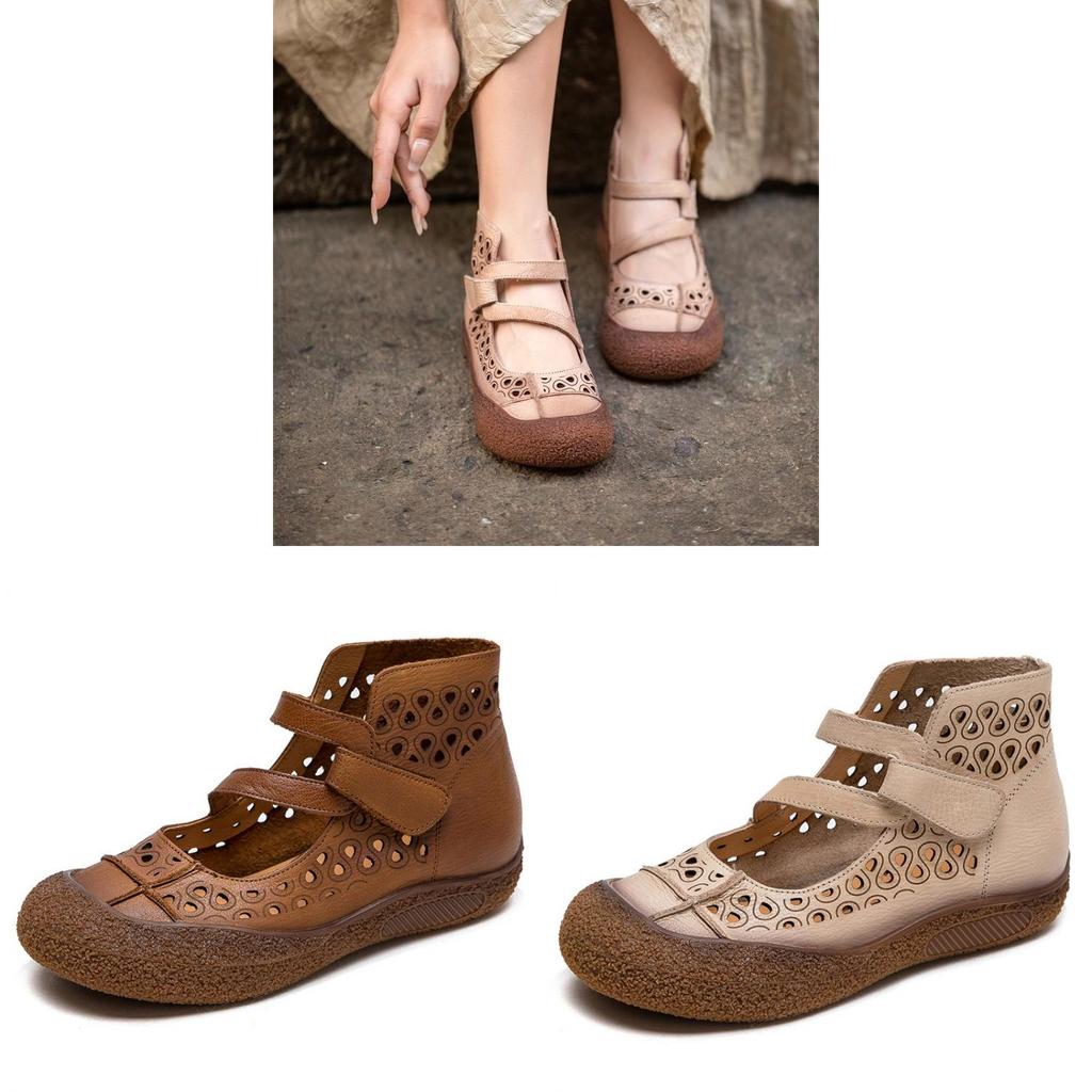 Vintage Pu Loafers For Women With Breathable Hollow Out Design For Daily Comfort