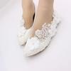 White Lace 3D Flower Flat Wedding Shoes, Large Size Bridal and Bridesmaid BH2445.