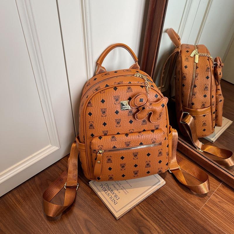 2025 New Large-capacity Backpack Female Cartoon Cute Bear Lady Backpack Korean Version Foreign-style Printed Backpack Tide