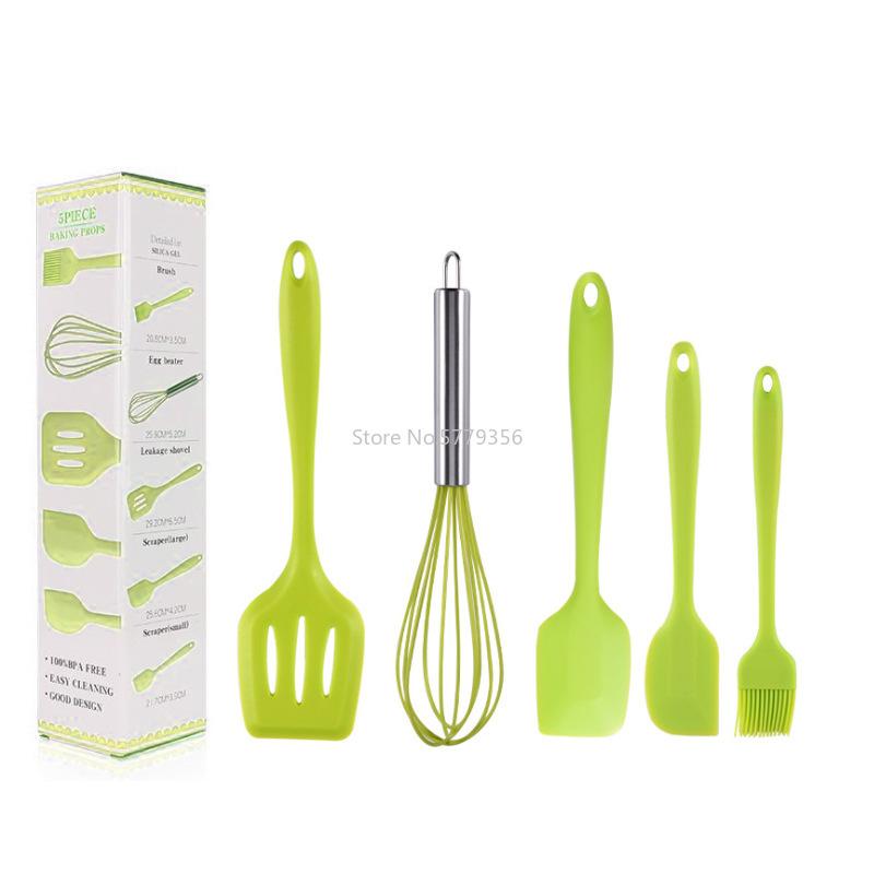 Silicone Spatula Spatula Brush Egg Beater Silicone Kitchenware 5-piece Kitchen Utensil Set Kitchen Cooking Utensils