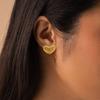 Love Heart Designs Oversized Studs Earrings Comfortable Hypoallergenically Gold Plated Zinc Alloy Accessories