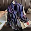 New silk scarf new silk satin printed shawl holiday fashion sunscreen long section simulation silk scarf