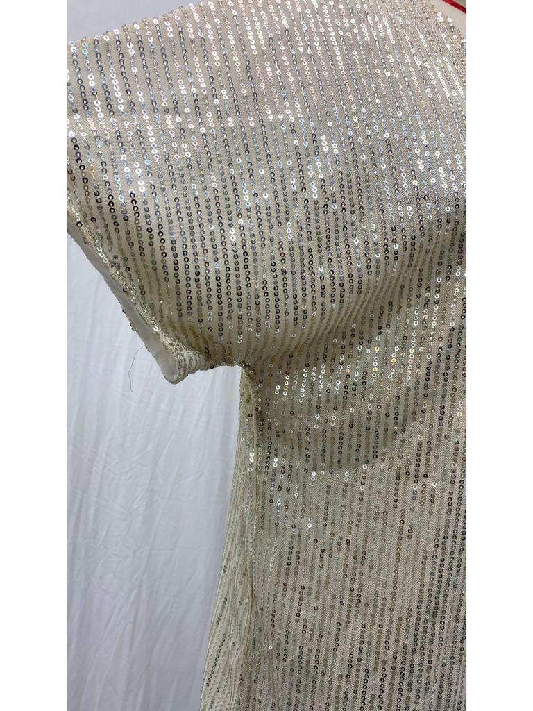 2025 Damski Miejski Casualowy T-shirt z Dekoltem V, Z Cekinami, Luźny Krój, Krótki Rękaw