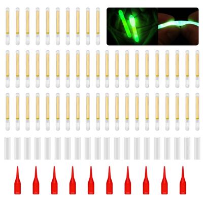 50 Stück Nachtangeln Knicklicht Grün Fluoreszierendes Licht Rute Hohe Helligkeit Angel-Leuchtstäbe Passend für die meisten Posenarten