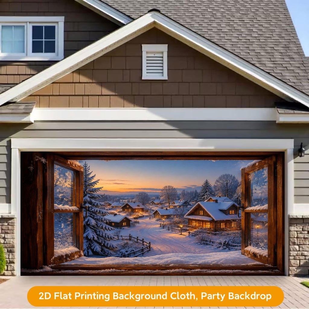 1Pcs Snowy Winter Village Houses Decoration Background Winter Backdrop For Photo Studio Photo Booth Party