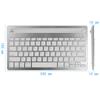 USB Rechargeable Bluetooth Wireless Keyboard for iPad and Connects to Two Features Stand English Compatible with and Silver Tablets, Devices,