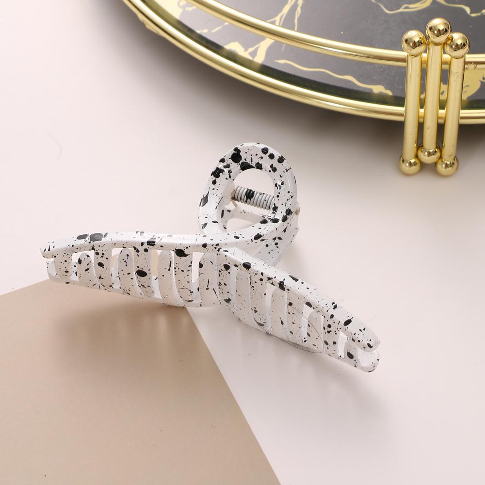Fashion Simple Black and White Splash Ink Hairpin Geometric Square Shark Clip Female Elegant Shark Clip French Hairpin Jewelry Female Trend