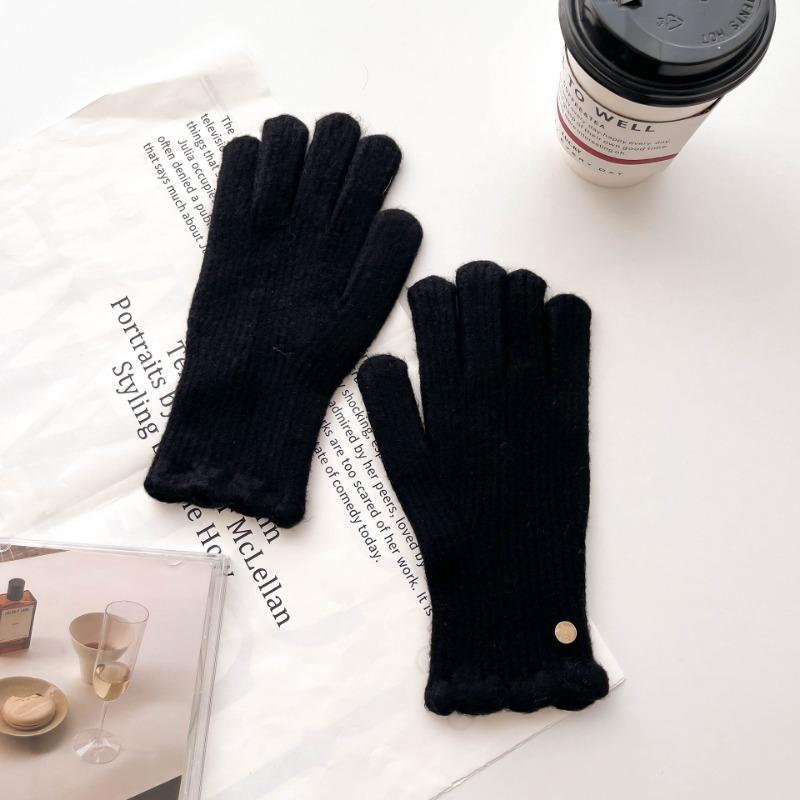 

Вязаные перчатки женские зимние теплоизоляционные с открытыми пальцами однотонные шерстяные можно касаться экрана пальцем для езды ветрозащитные для верховой езды One size