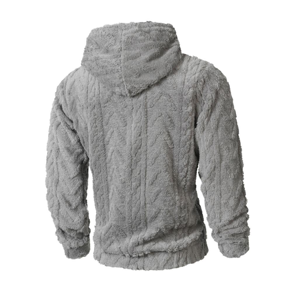 Mens Elegant Leisure Casual Plush Hooded Jacket European Style 2025 Winter Classic Basic Tops Outerwear Men Slim Comfy Jackets