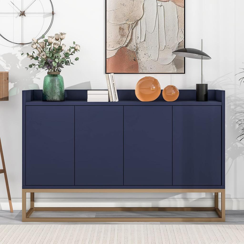 Sideboard Kommode im minimalistischen Stil, Modernes Buffetschrank mit 4 Türen, Metallbeinen, Schubladenkommode mit Verstellbares Regal