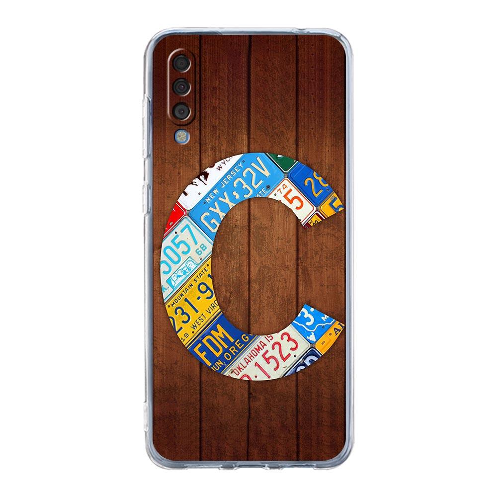 Phone Case For Samsung A14 A50 A70 A30 A40 A20E A10S A20S A02S A04S A12 A22 A32 A34 A42 A52 5G A54 wood License Letters Cover
