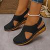Women'S Stylish White Wedge Sandals with Cut-Out Design, Round Toe & Ankle Strap - Comfortable PU Cover Casual Shoes for Parties Wedge Sandals