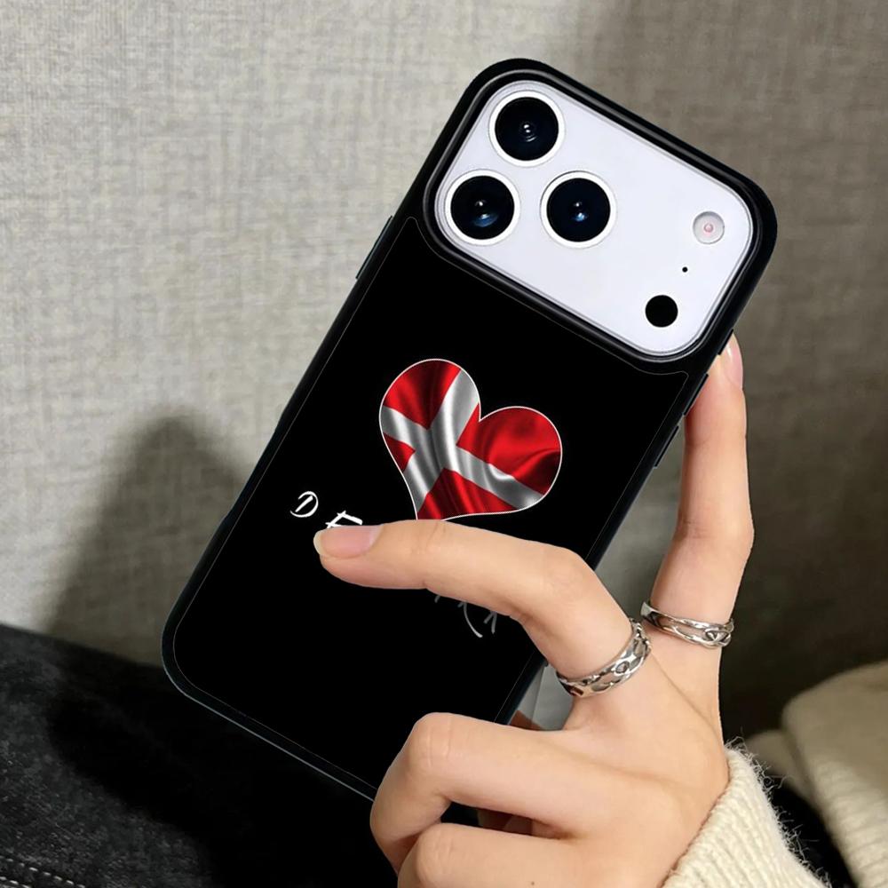 Capa Case for iPhone 17 Air 16 Pro Max 15 Plus 11 13 Mini 14 12 Back Phone Cover Denmark Flag