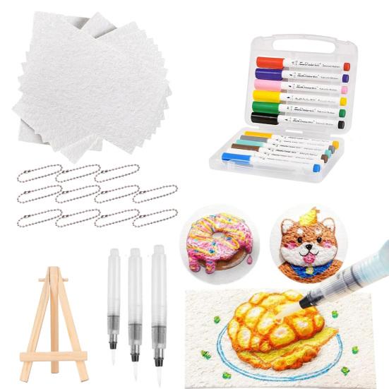 Sada na malování magickou pěnovou texturou DIY 3D pěnová malba umělecká sada s vodními štětci Pufovaná popcornová kresba plátno houbička řemeslné potřeby