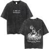 Anime Vinland Saga Thorfinn I Have No Enemies Vintage Washed T Shirt Mens Women Manga Casual Oversized Tshirts Male Streetwear