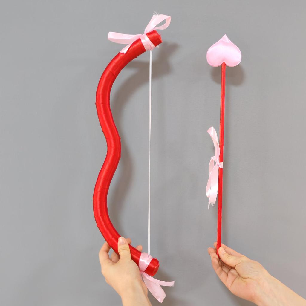 Cupid Heart Bow & Arrow Set for Valentine's Day and Qixi Festival Party Decor & Photo Props