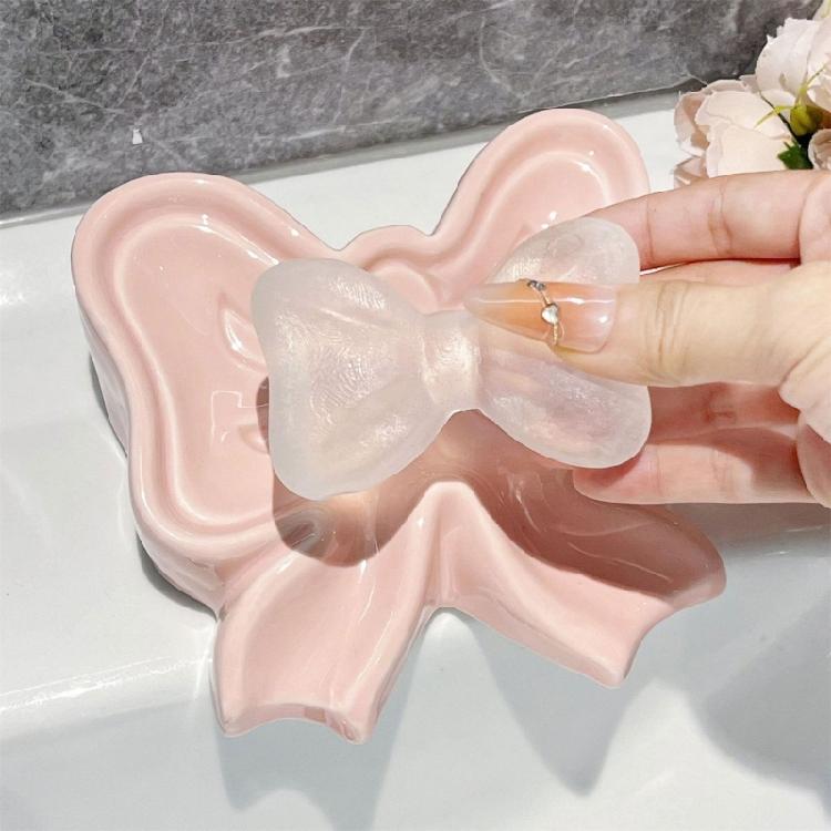 Ceramic Soap Holders with Bows Drainages Enhanceds Design Bathroom Counter Organizers Decorative Sink Tray