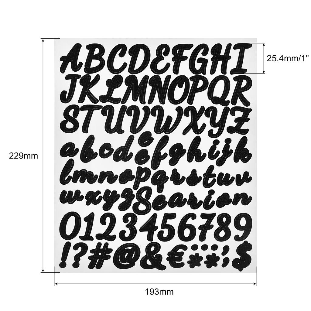 6/8 Blatt Buchstaben Alphabet Zahlen Aufkleber Reflektierende Etiketten Selbstklebend Vinyl Aufkleber für Klassenzimmer Organisation Schild Adresse
