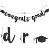 Congratulations Graduation Decorations Class of 2025, Pre-strung Black Glitter Congrats Grad Banner, Grad Party Senior College High School Classroom