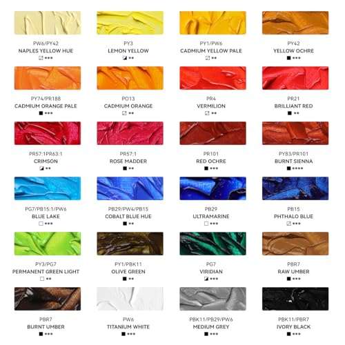 LIGHTWISH Oil Paints, 24 X 20 Ml / 0.4 Oz, Vibrant Colors, Non-Toxic, for Canvas Painting, Oil Painting Supplies for Adults, Beginners, and Profession