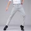 Ultra-thin Elastic Men's Casual Trousers Summer Quick-drying Ice Silk Slim Straight Business Solid Color Trousers Black Gray