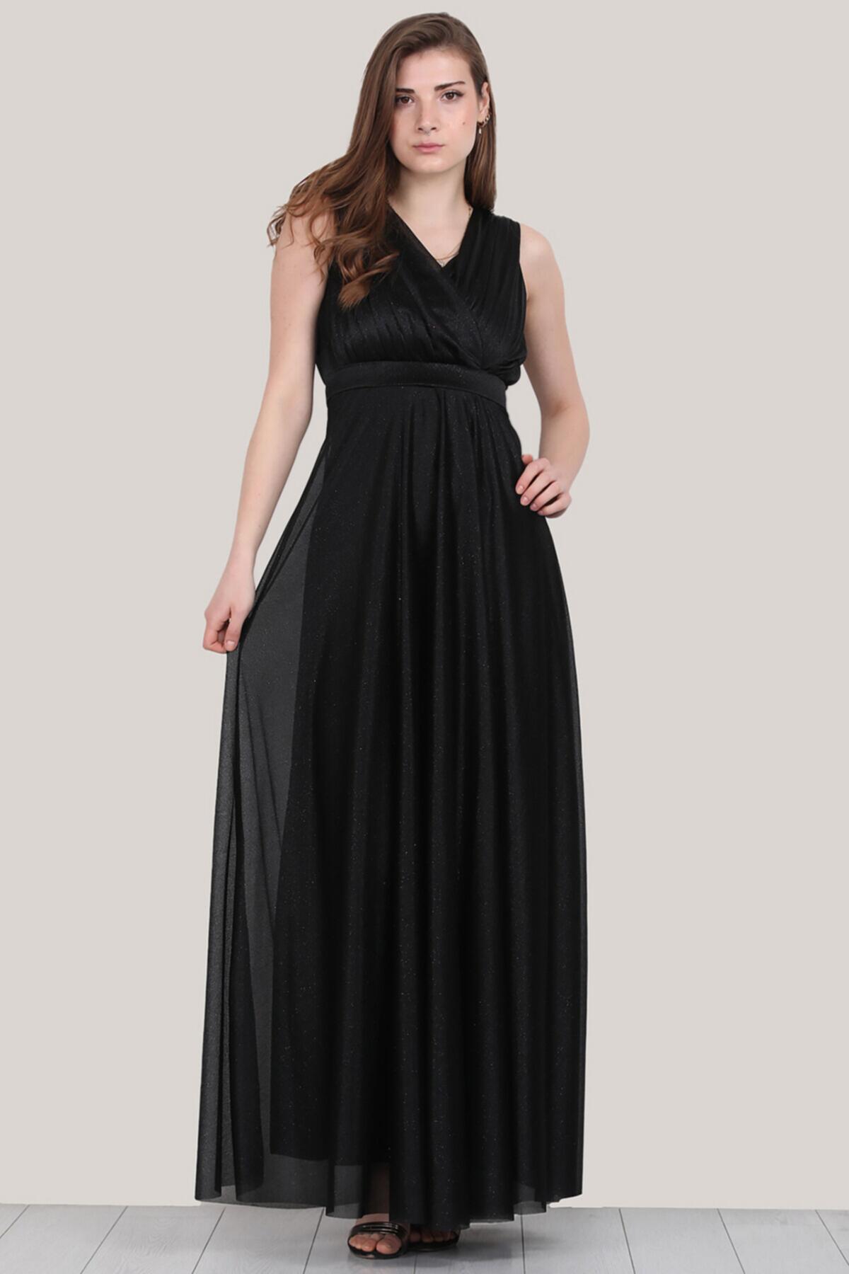 

Женское длинное серебристое вечернее платье 36 чёрный