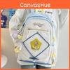 Student Backpack Trendy Nylon School Bag With Padded Shoulder Straps And Spliced Design For Campus Use