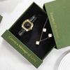 Women's Diamond Watch Set: Elegant Quartz Watch, Necklace & Earrings for Valentine's Day, Gift Box Included