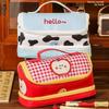 Hand-held Cartoon House Pen Bag PU Leather Waterproof Food Fruit Burger Cow PU Stationery Bag Large Capacity Big House Shape