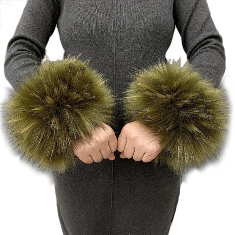 Faux Fur Cuffs Arm Warmers Furry Wrist Cuffs Holiday Costume Accessory for Women