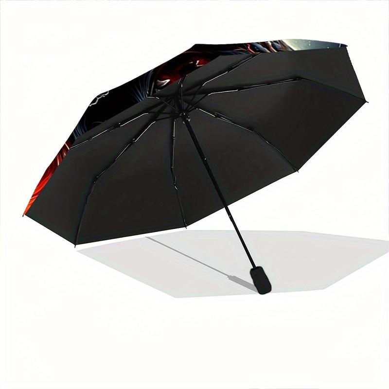 1pc A Fiery Wolf amidst Celestial Symbols Pattern Automatic Umbrella is Fashionable and Good-Looking, Suitable for Travel and Daily UseC014