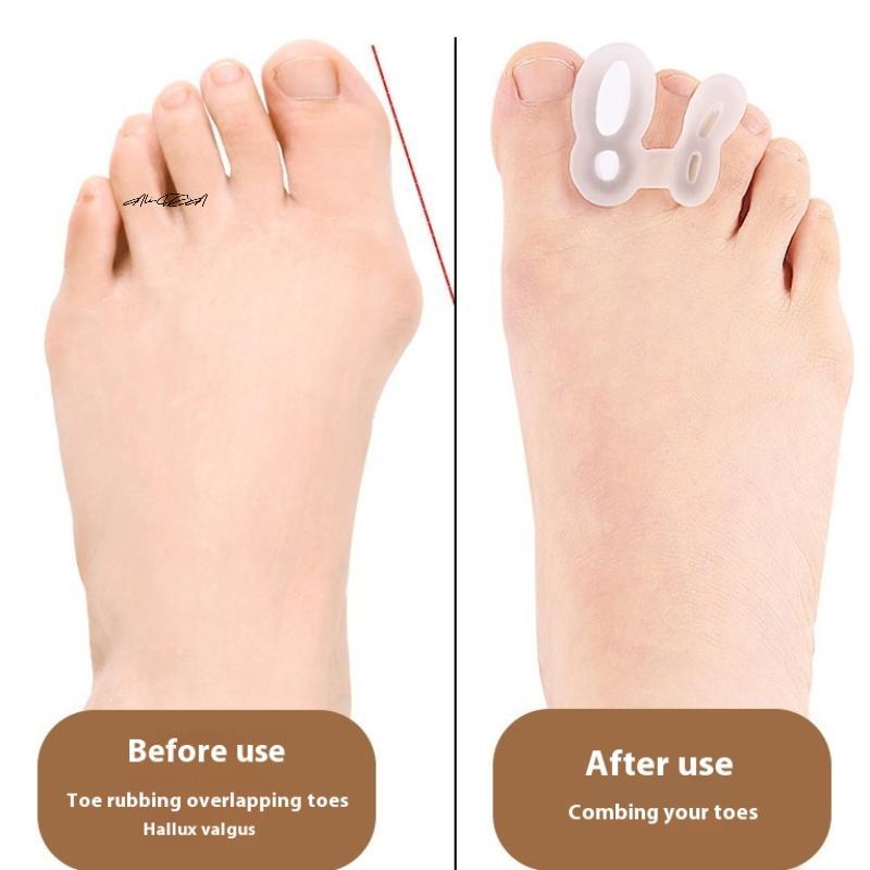 1Pair Orthopedic Bunion Corrector Silicone Hammer Toe Straightener with 6 Sponge Plugs Hallux Valgus Regulator Toe Separator