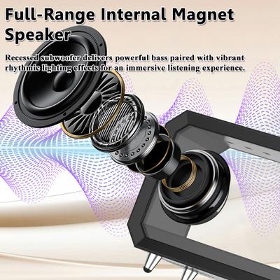 Transparent Bluetooth 5.4 Speaker Colorful Ambient Light Heavy Bass Soundbar Wireless MP3 Music Player with AUX Port for Phone